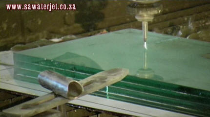 WaterJet cutting through 40mm Bullet Proof Glass