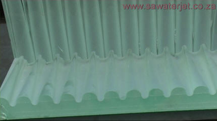 Waved glass after cut, split view